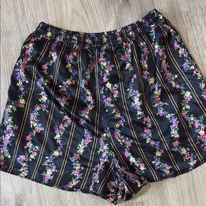 Vtg Morgan Taylor Floral Satin Pajama Shorts Sz S